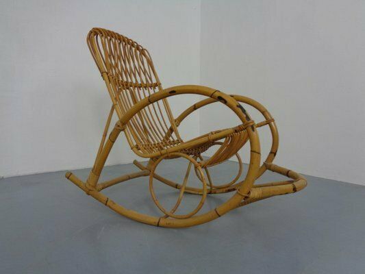 Mid Century French Bamboo Rocking Chair, 1950s photo Furniture