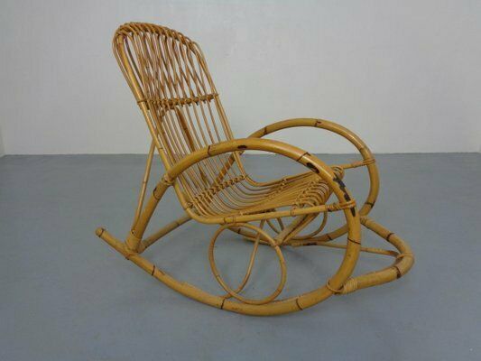 Mid Century French Bamboo Rocking Chair, 1950s photo 278.0