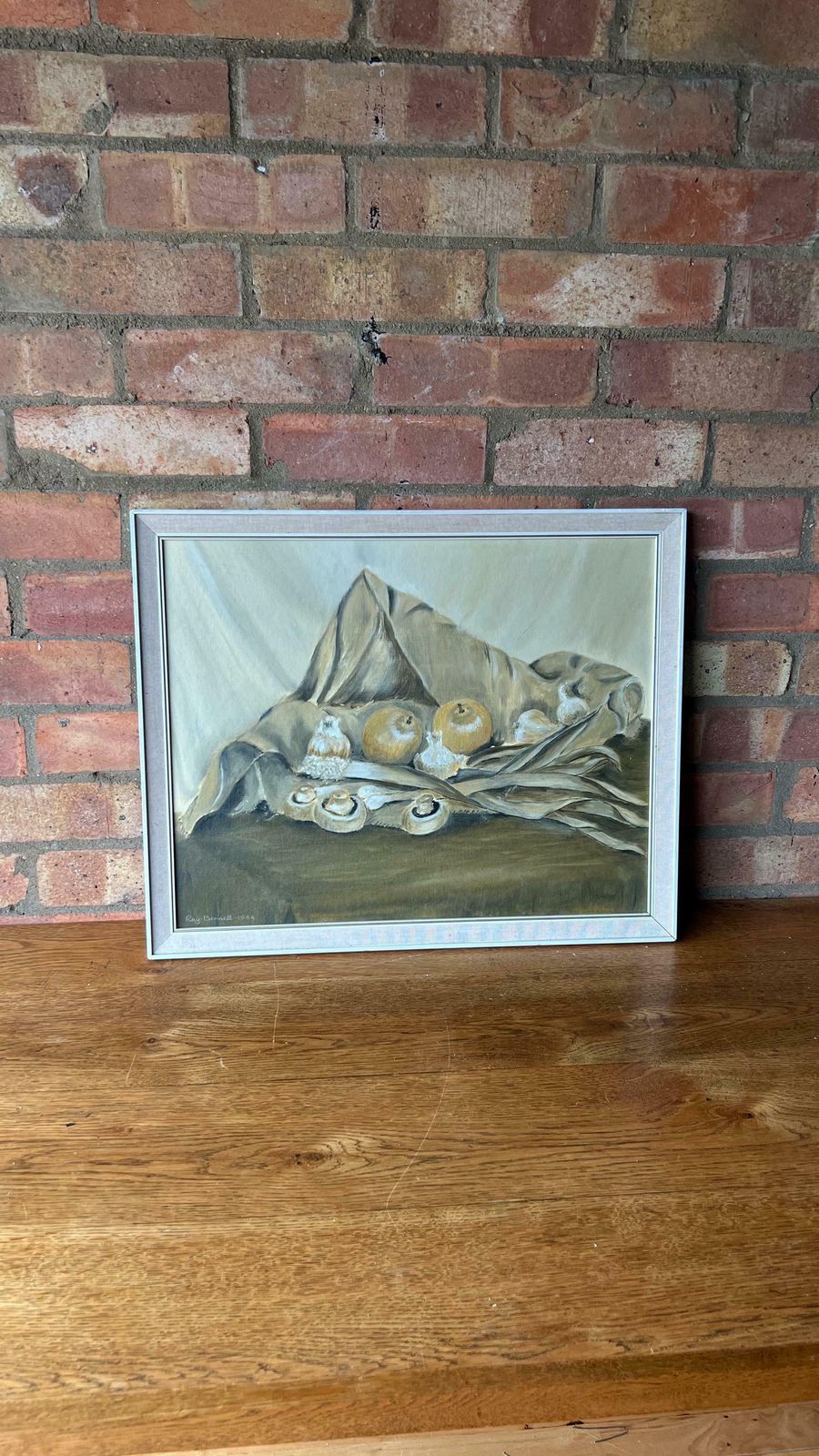 Original Mid Century Still Life Oil Painting By Ray Bennett photo furniture