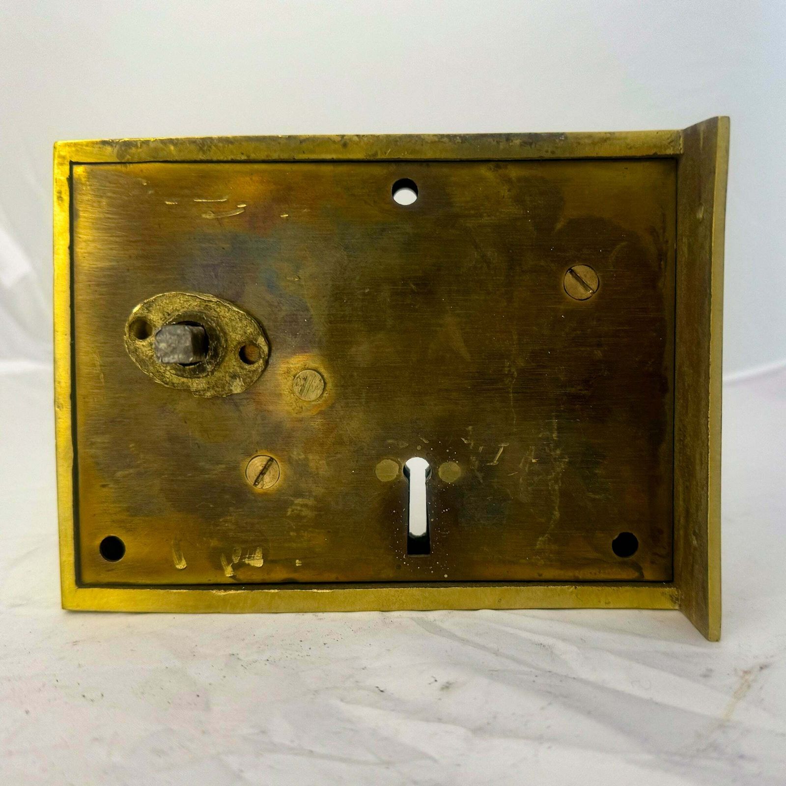 Antique Brass Rim Lock With Dutch Drop Handles photo vintage