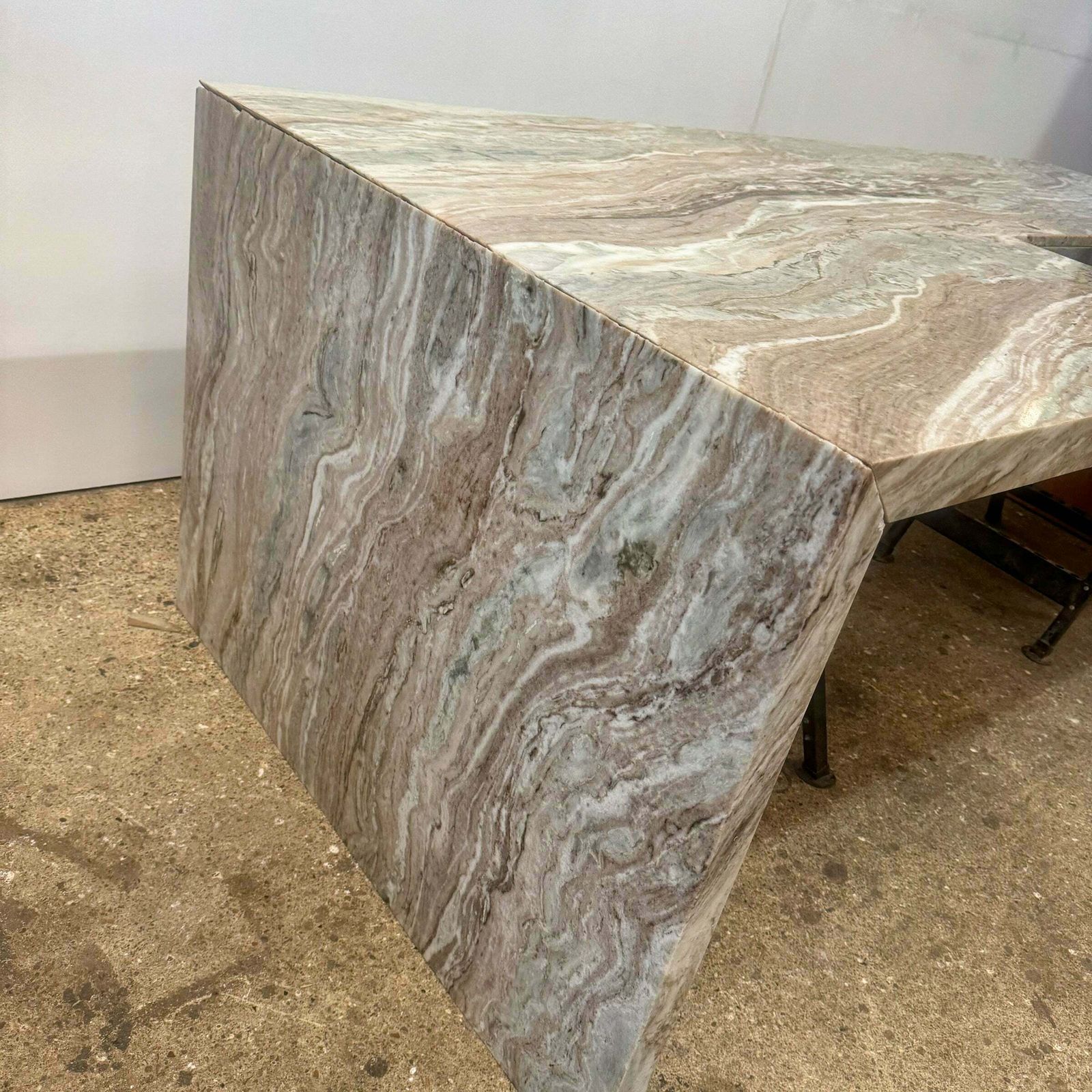 3500.0 Brown And Green Marble Kitchen Island With Sink photo