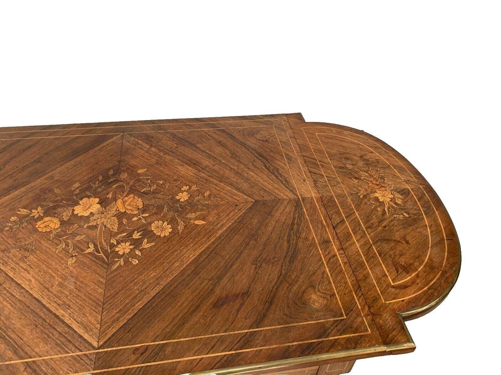 Napoleon III Style Desk Table With Marquetry Top, 20th Century photo vinterior