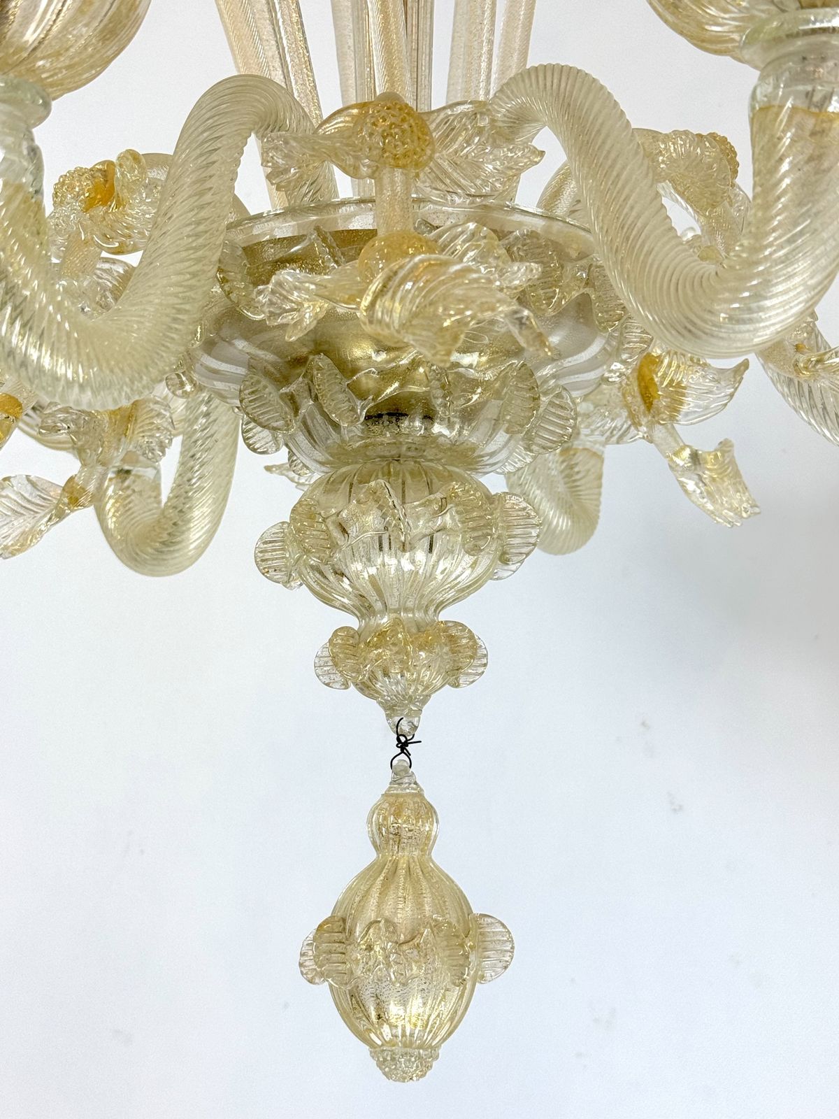 photo buy Pair Of Italian Murano Gold Dusted Chandeliers From 50s.