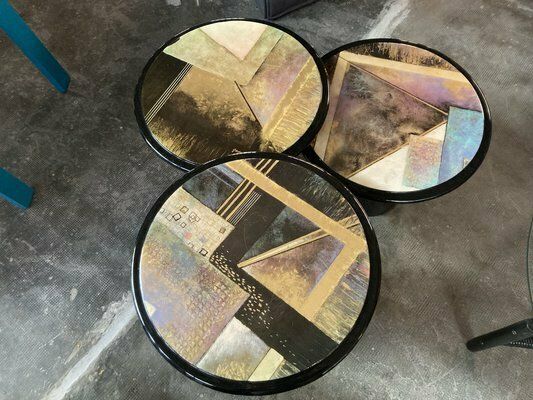 Miami Vice Style Round Side Tables, 1980s, Set Of 3 photo furniture