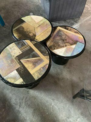 Miami Vice Style Round Side Tables, 1980s, Set Of 3 photo for sale