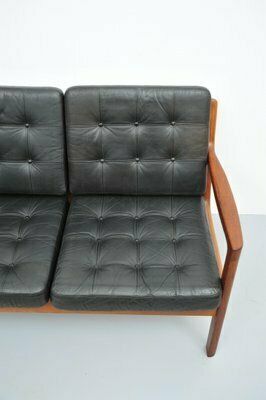Senator Sofa With Black Leather Cushions By Ole Wascher For France And Son photo 2401.0