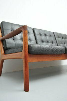 Senator Sofa With Black Leather Cushions By Ole Wascher For France And Son photo vinterior