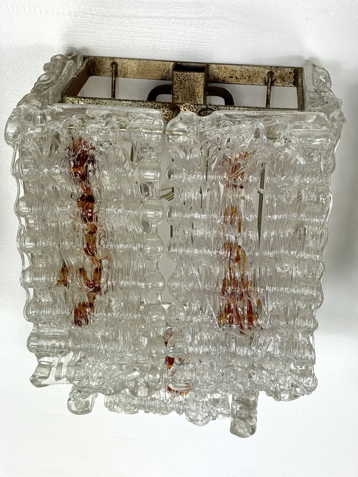 Set Of Four Large Wall Lamps In Murano Glass Elements By Poliarte. Italy 1970s photo Lighting