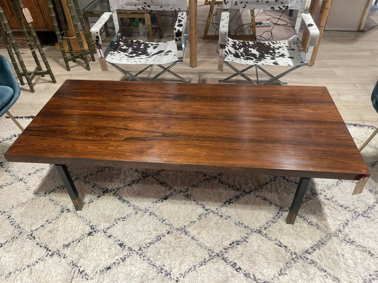 A Very Sleek Danish 1960s Rosewood Coffee Table With Black Metal Frame And Legs photo furniture