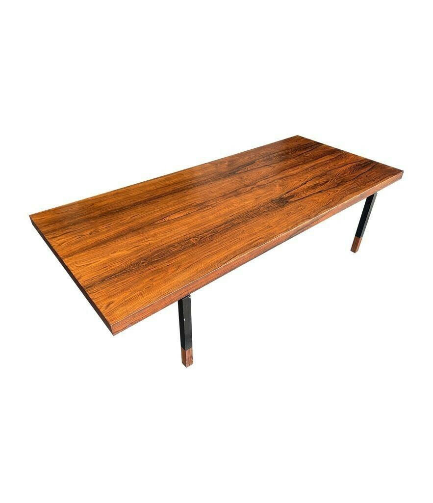 Furniture A Very Sleek Danish 1960s Rosewood Coffee Table With Black Metal Frame And Legs photo