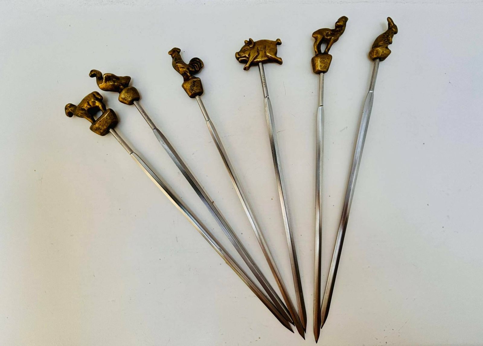 Barbecue Skewers Animals Grilled Meat Fruits Scampi/ Seafood Metal Marshmellow Vintage Handmade Grill Accessories Bbq Skewer Set Gift photo Home Decor