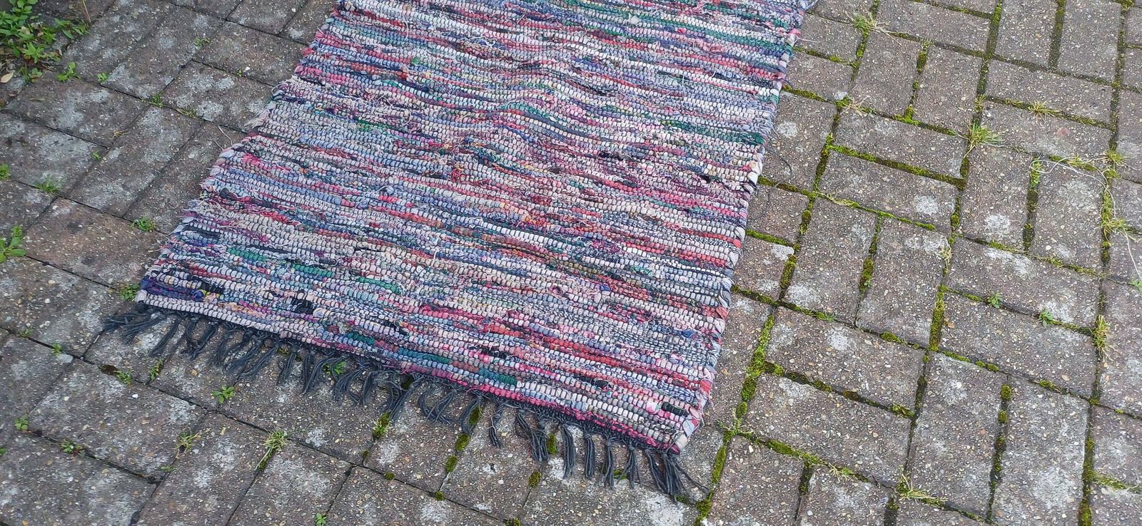 Large Vintage Classic 80s Woven Recycled Cotton Rag Rug. photo for sale