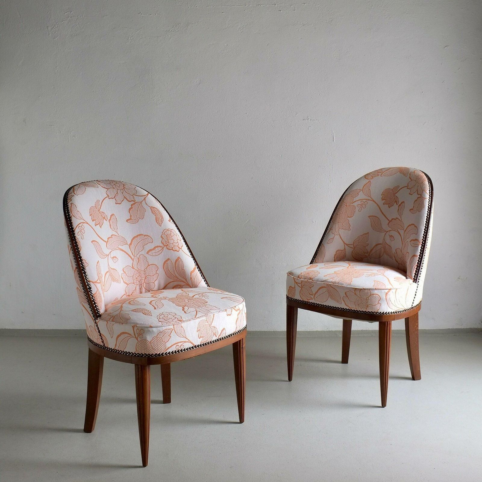 2 Art Deco Mahogany Curved Back Chairs | France | 1920s
