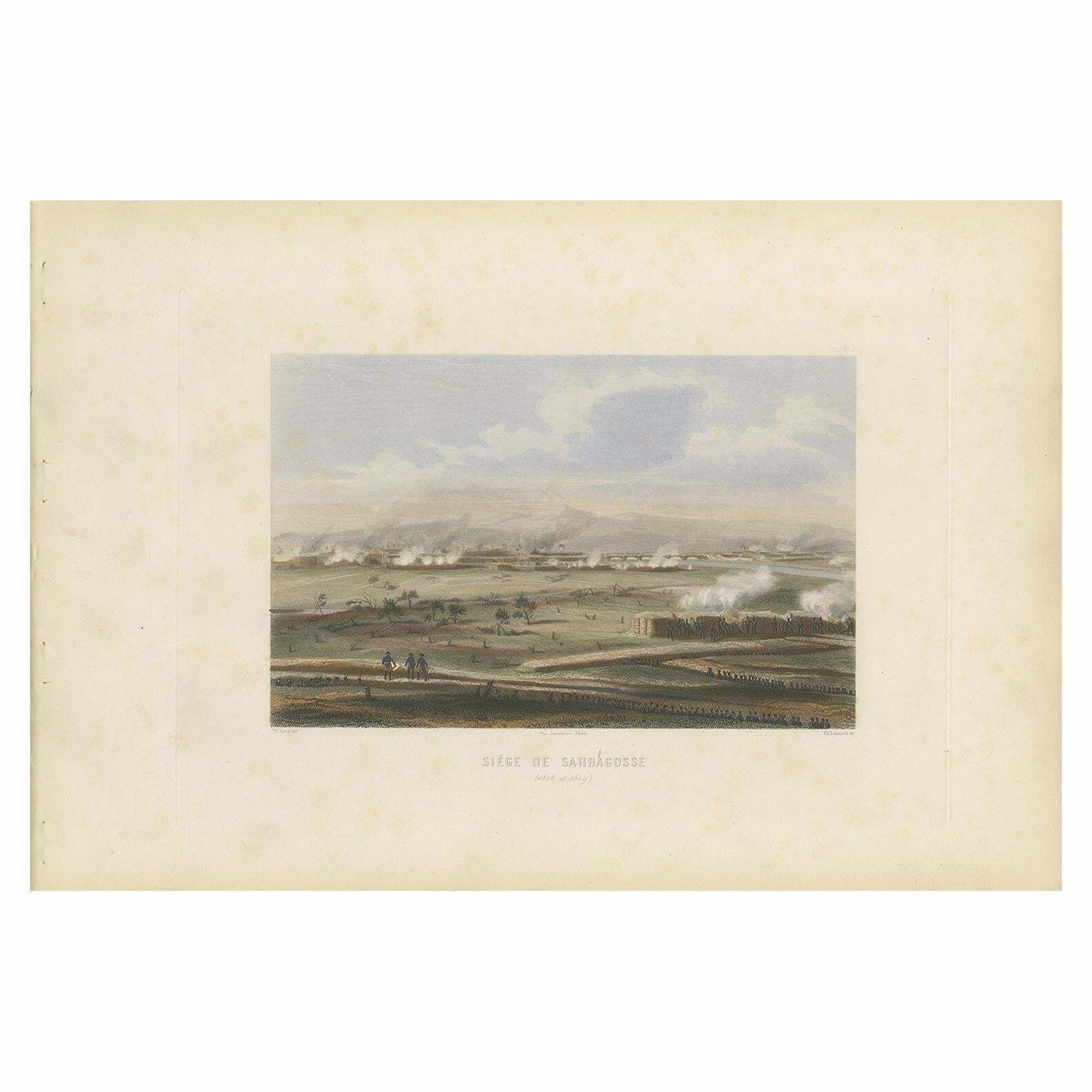 Antique Print Of The Second Siege Of Zaragoza, Circa 1860