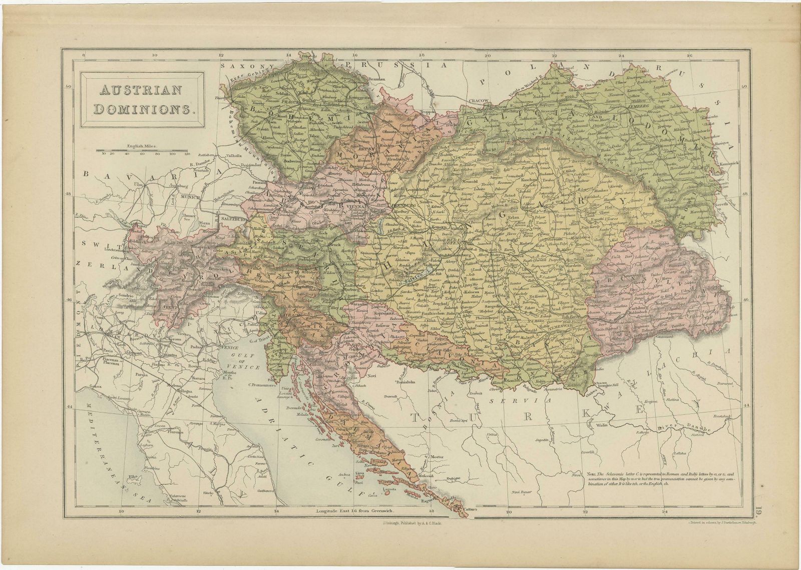 Antique Map Of Austrian Dominions By A & C. Black, 1870 photo furniture