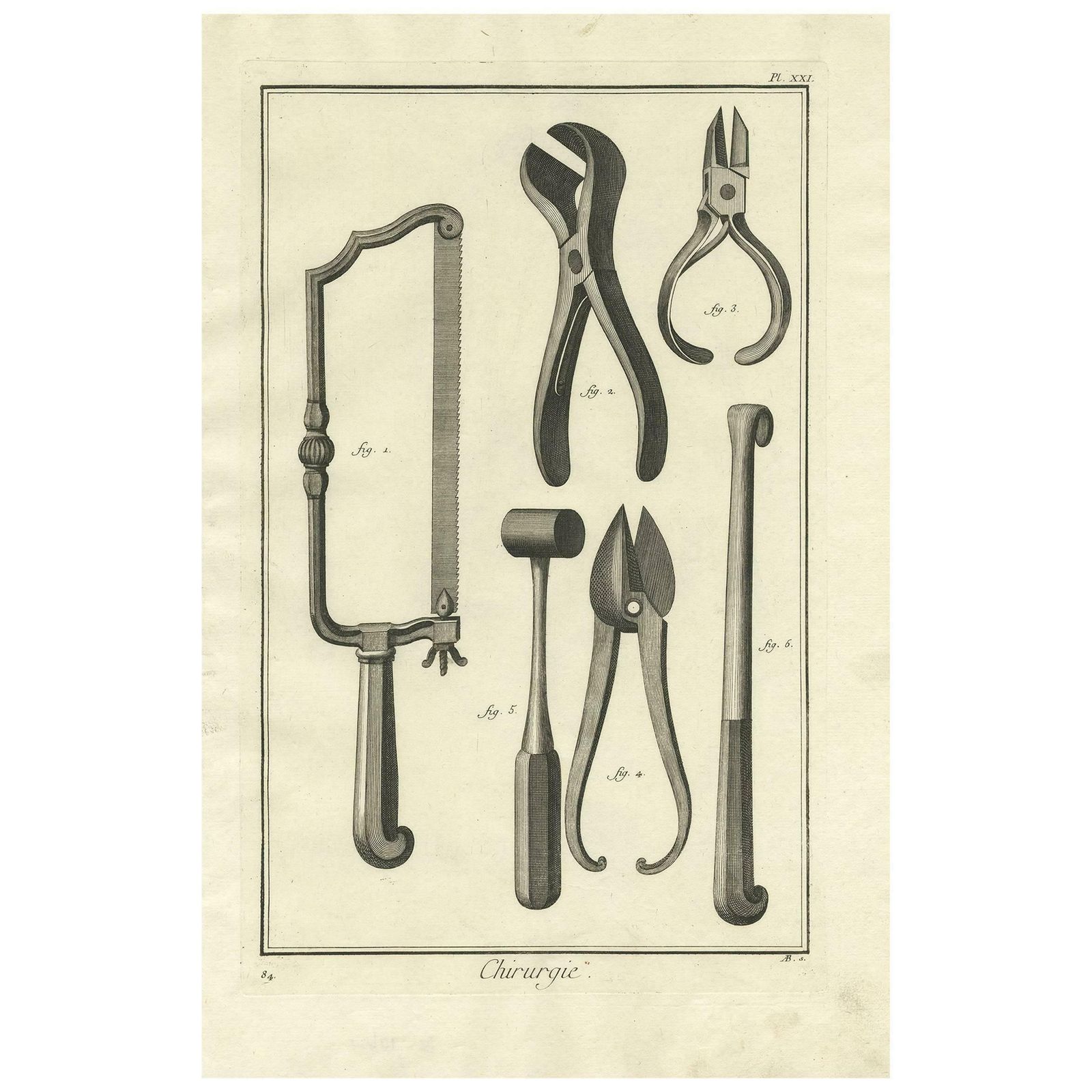 Antique Medical Print ‘Pl. Xxi’ By D. Diderot, Circa 1760