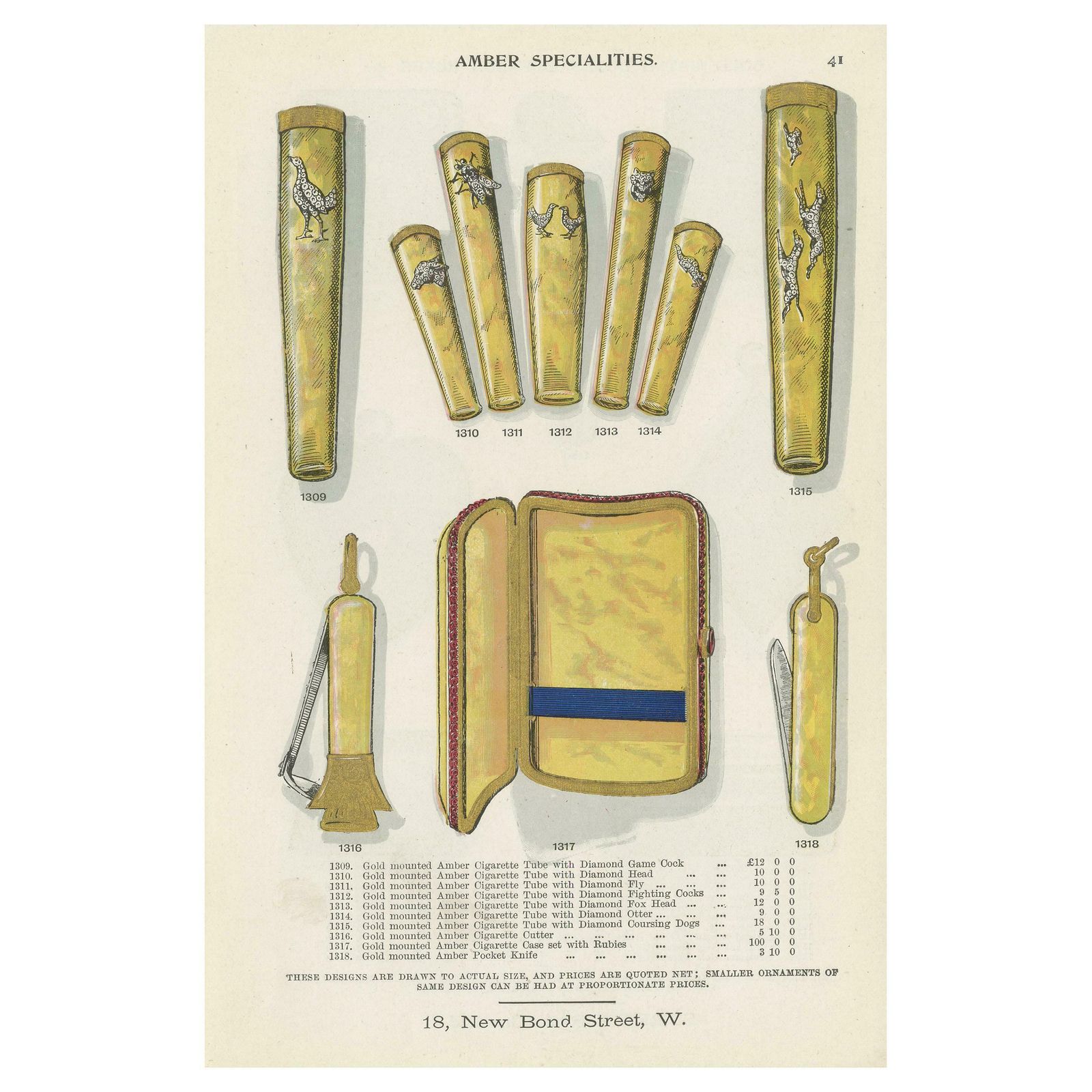 Antique Print Of Amber Specialties By Streeter, '1898'