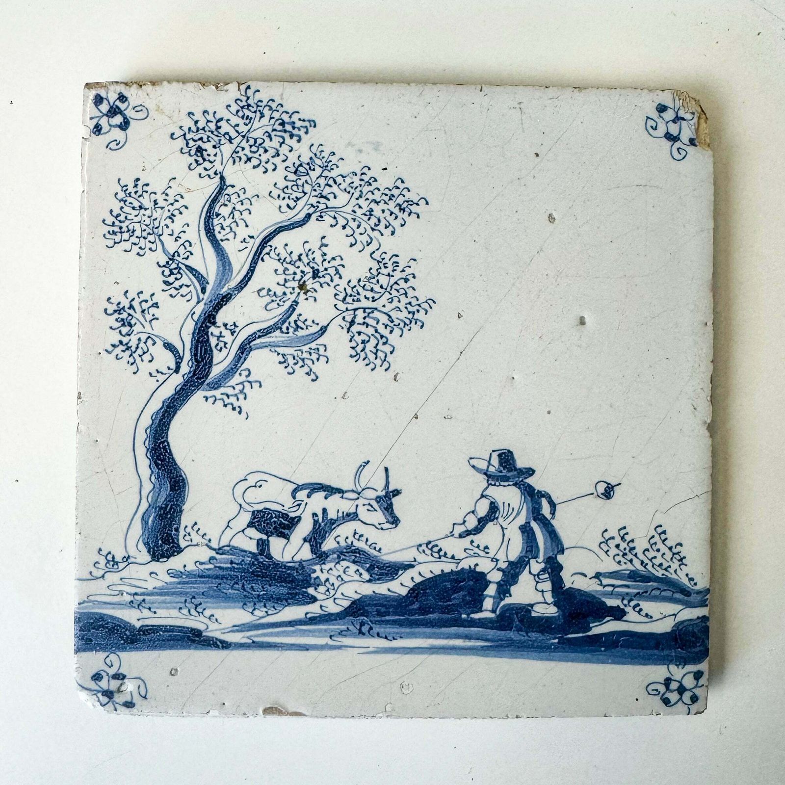 Set Of 2 Antique 18th Century Dutch Delft Tiles photo for sale