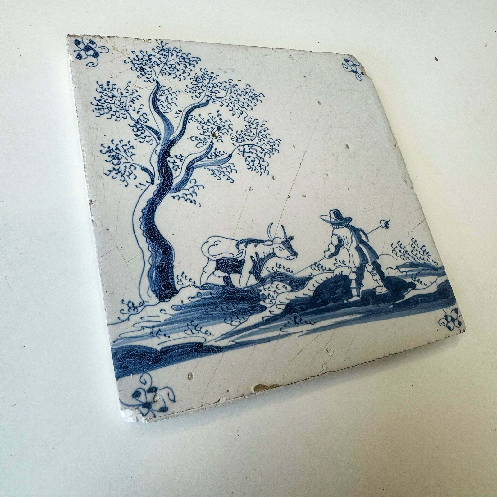 Set Of 2 Antique 18th Century Dutch Delft Tiles photo Home Fixtures
