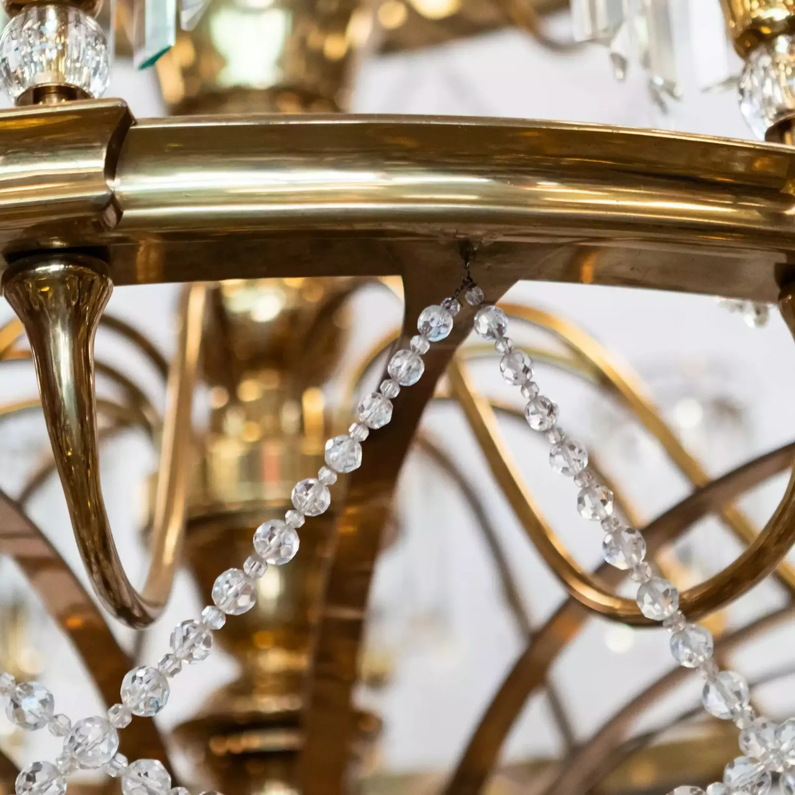 Giant Reclaimed Brass & Crystal Chandelier | >4m Tall photo vintage