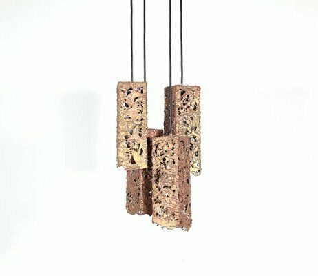 Vintage Copper Cascade Hanging Lamp By Aimo Tukianen, 1970s photo for sale