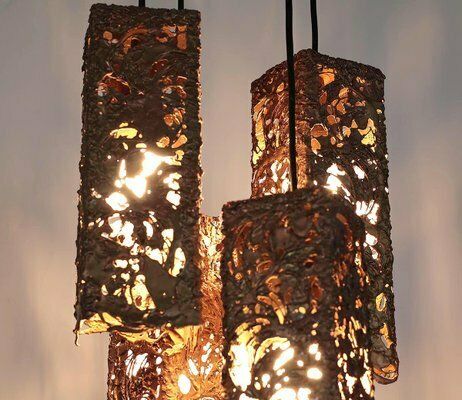 Vintage Copper Cascade Hanging Lamp By Aimo Tukianen, 1970s photo vintage