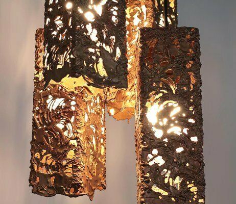 photo for sale Vintage Copper Cascade Hanging Lamp By Aimo Tukianen, 1970s