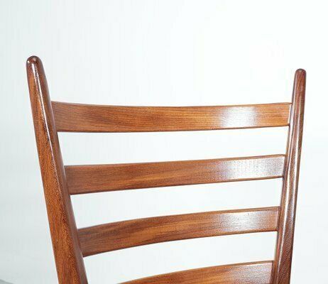 Furniture Vintage Teak Wooden Ladder Chairs, 1960s, Set Of 4 photo