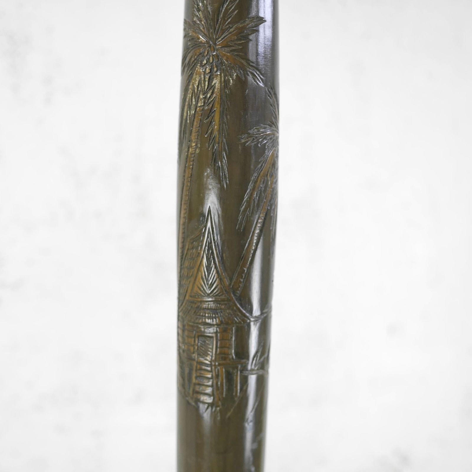 photo furniture Antique Early 20th Century Chinoiserie Carved Painted Wood Standard Lamp #102516