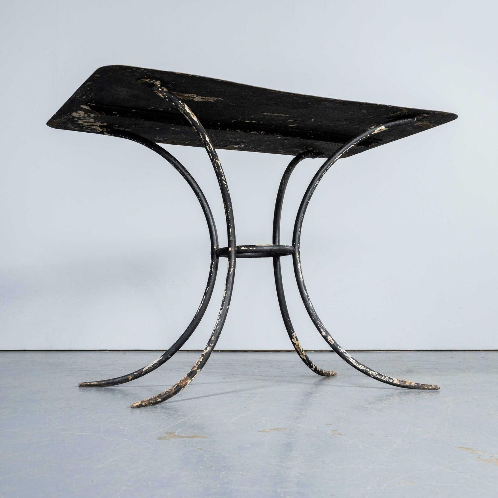 1940’s French Metal Rectangular Outdoor Dining Table – Splayed Base photo Garden Furniture