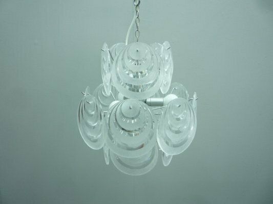 Mid Century Italian Acrylic Glass And Chrome Pendant Lamp, 1960s