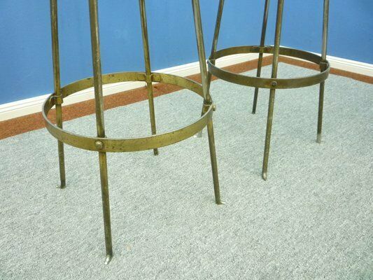 2359.0 Mid Century Leather And Steel Bar Stools, 1950s, Set Of 4 photo