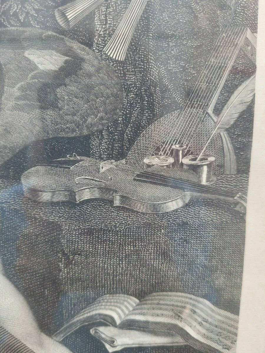 G Longhi, Il Genio De La Musica   Cupido, Framed Engraving, 19th Century photo buy