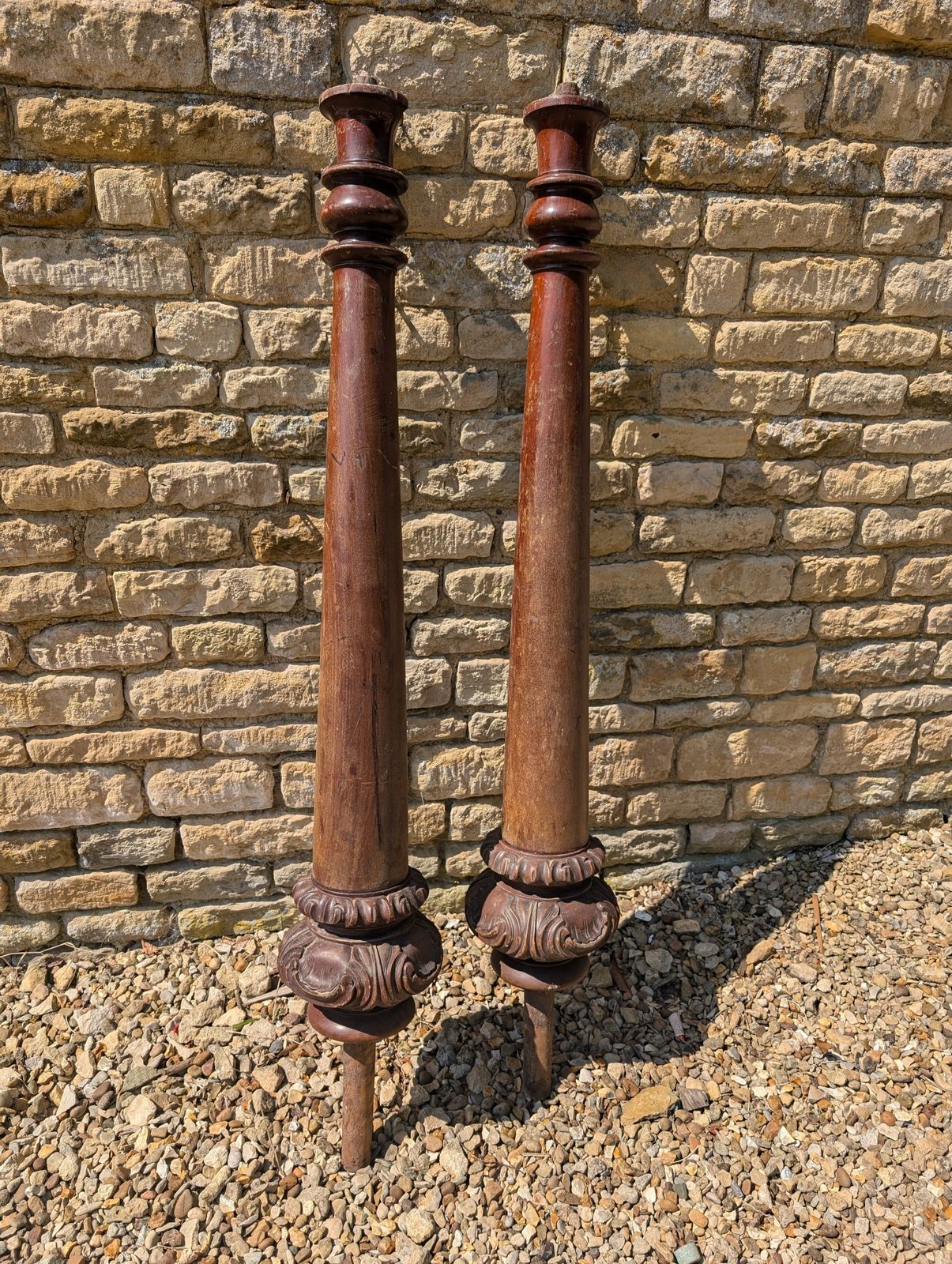 Pair Of 18/ 19th Century Mahogany Posts photo buy