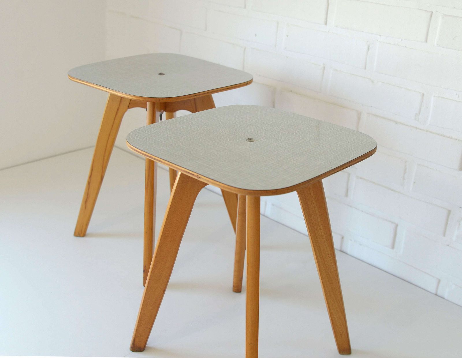 Vintage Kitchen Wooden Stools / Set Of 2 / Mid Century Modern / Coffee Tables / Space Age / Plant Stand / Yugoslavia 1950's / Retro Interior photo Furniture