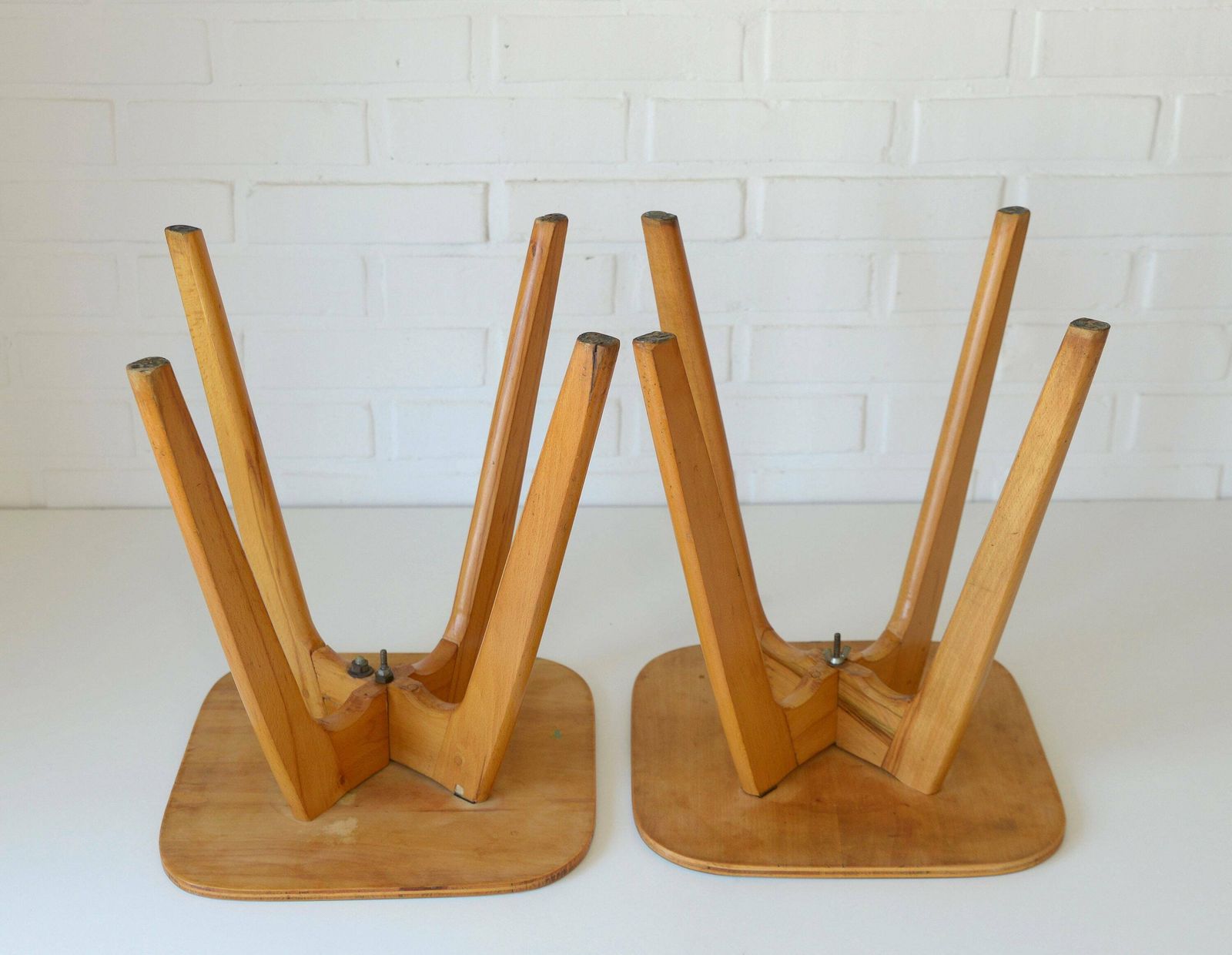Vintage Kitchen Wooden Stools / Set Of 2 / Mid Century Modern / Coffee Tables / Space Age / Plant Stand / Yugoslavia 1950's / Retro Interior photo buy
