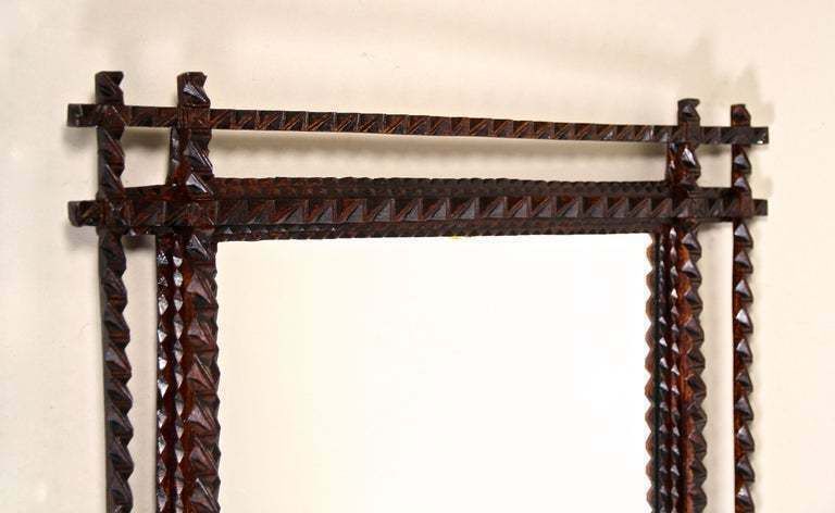 Tramp Art Rustic Wall Mirror Late 19th Century, Austria, Circa 1880 photo Home Decor