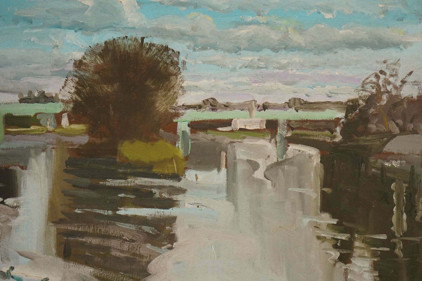 Kew Bridge Towards The Strand On The Green   En Plein Air Painting photo for sale