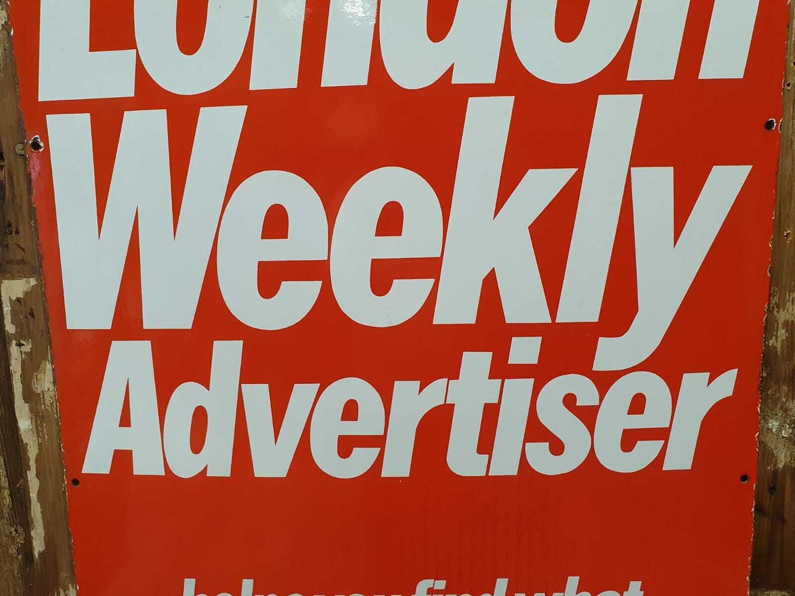 Vintage Enamel London Weekly Sign photo 195.0