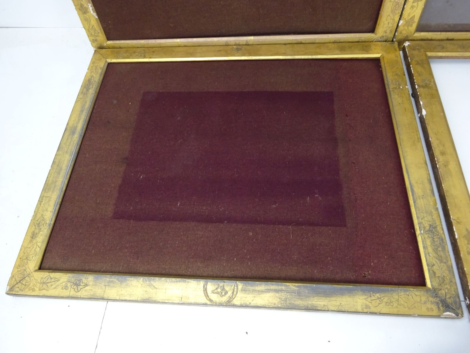 Set Of 4 Antique Gilt Gesso Hunting Theme Picture Frames Rare Find As Found photo for sale