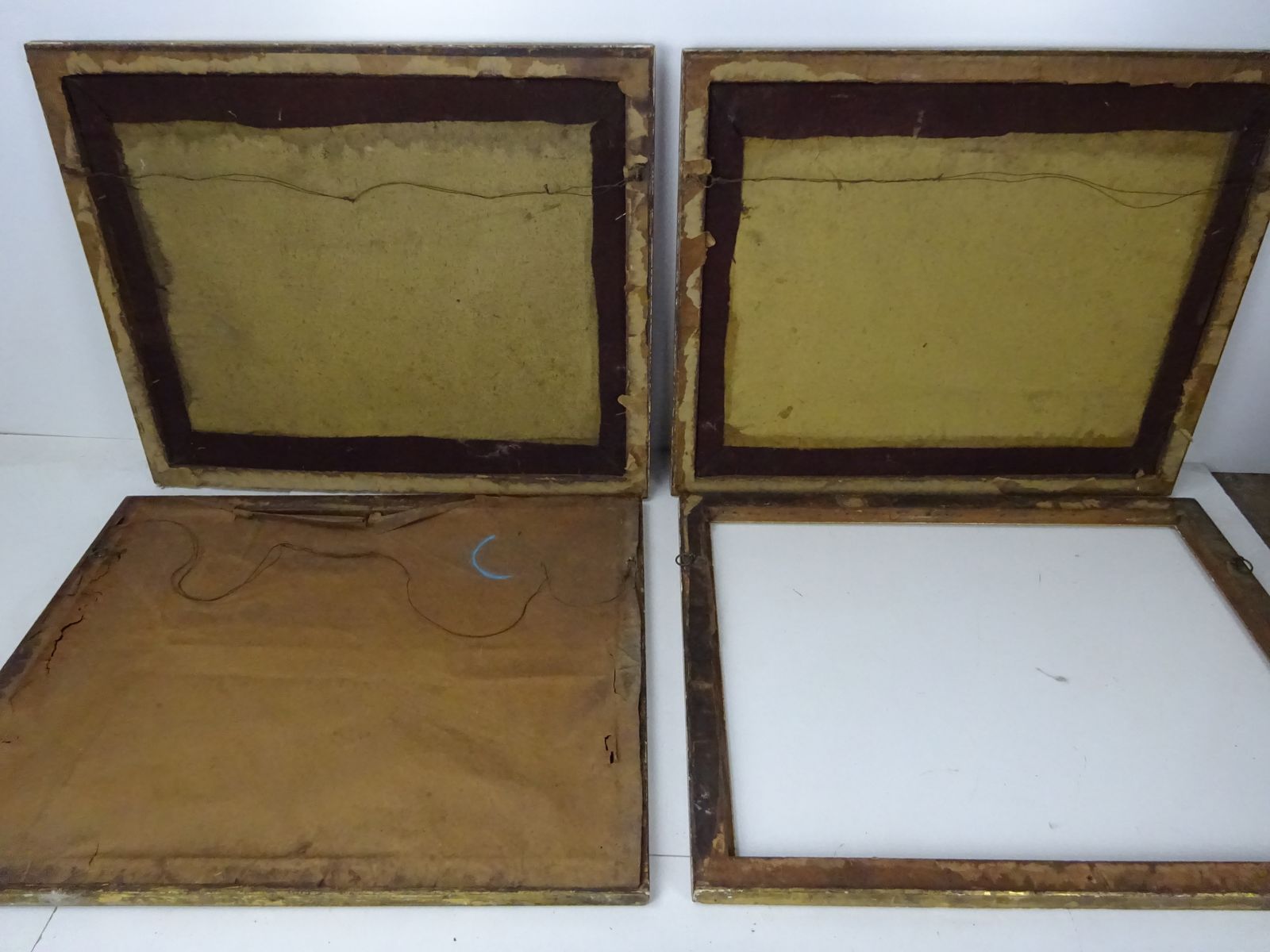 Set Of 4 Antique Gilt Gesso Hunting Theme Picture Frames Rare Find As Found photo 360.0