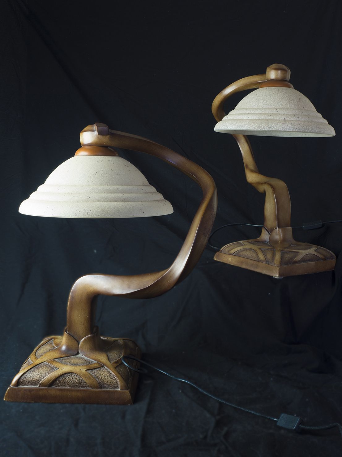21st Century Twisted Deco Lamps With Hand Painted Faux Wood Finish photo vinterior