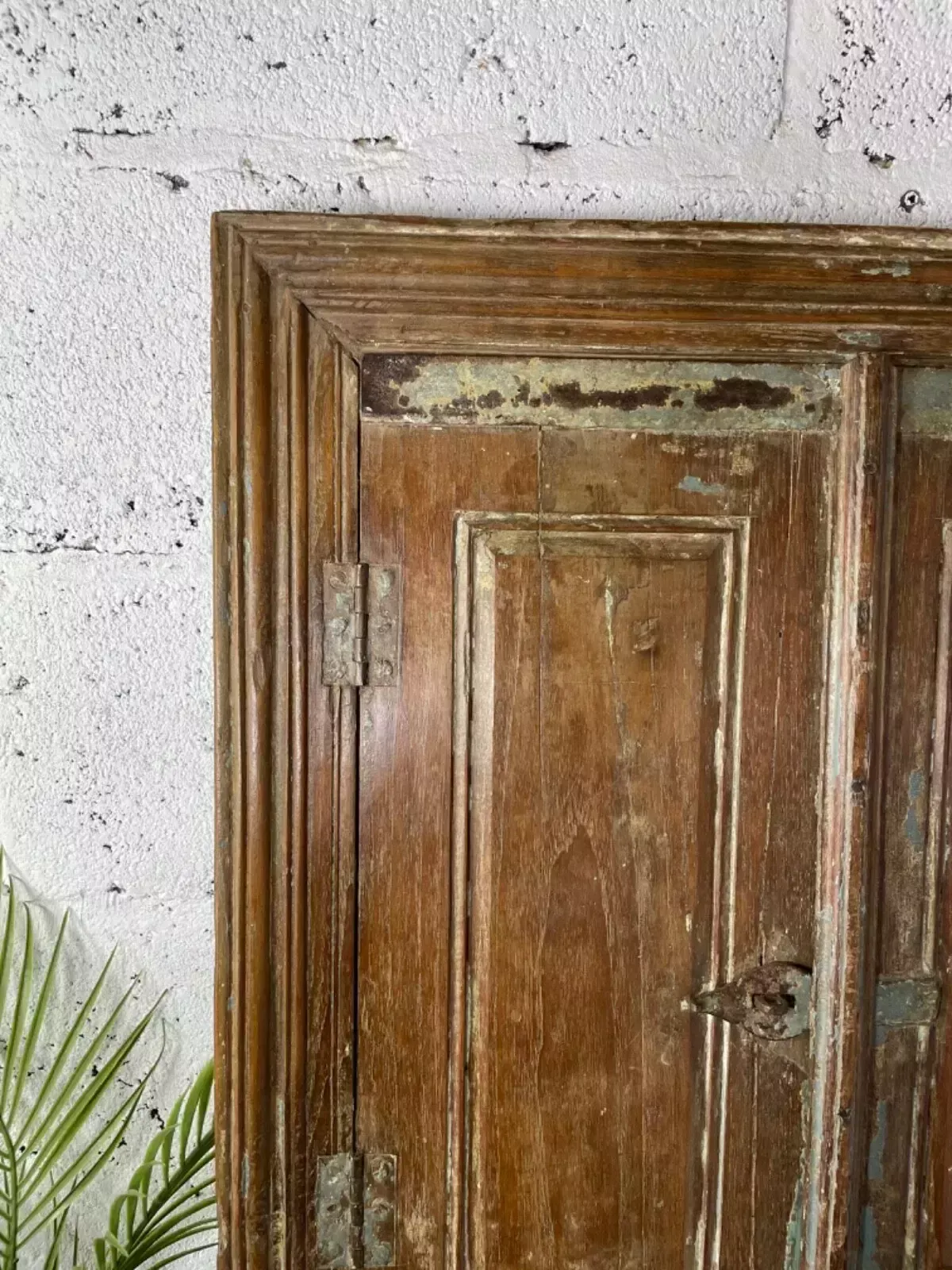 Large Vintage Antique Reclaimed Indian Solid Wooden Window Frame Garden Mirror photo 355.0