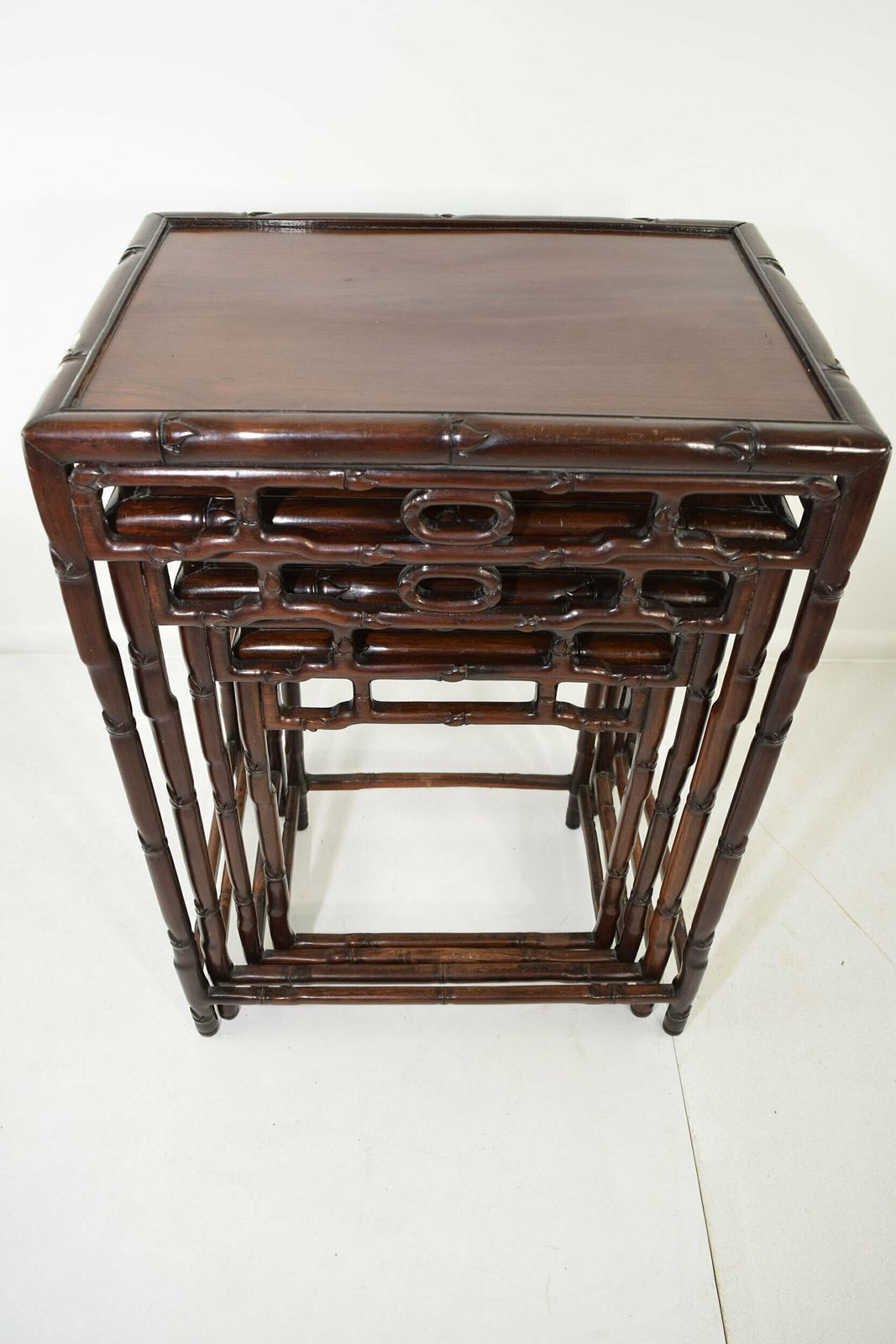 Antique Rosewood Faux Bamboo Nest Of Four Tables