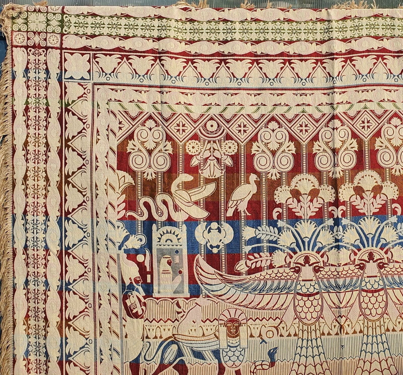 Egyptian Revival Art Deco French Jacquard Shawl photo for sale