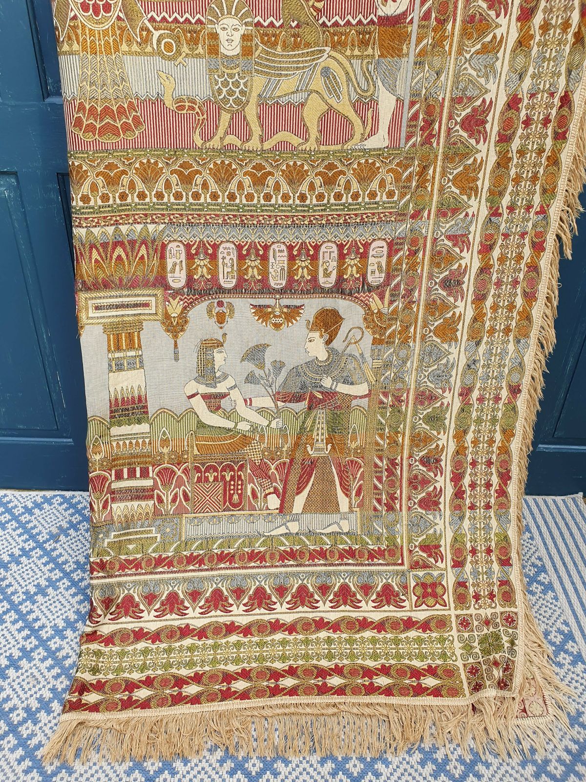 Egyptian Revival Art Deco French Jacquard Shawl photo buy