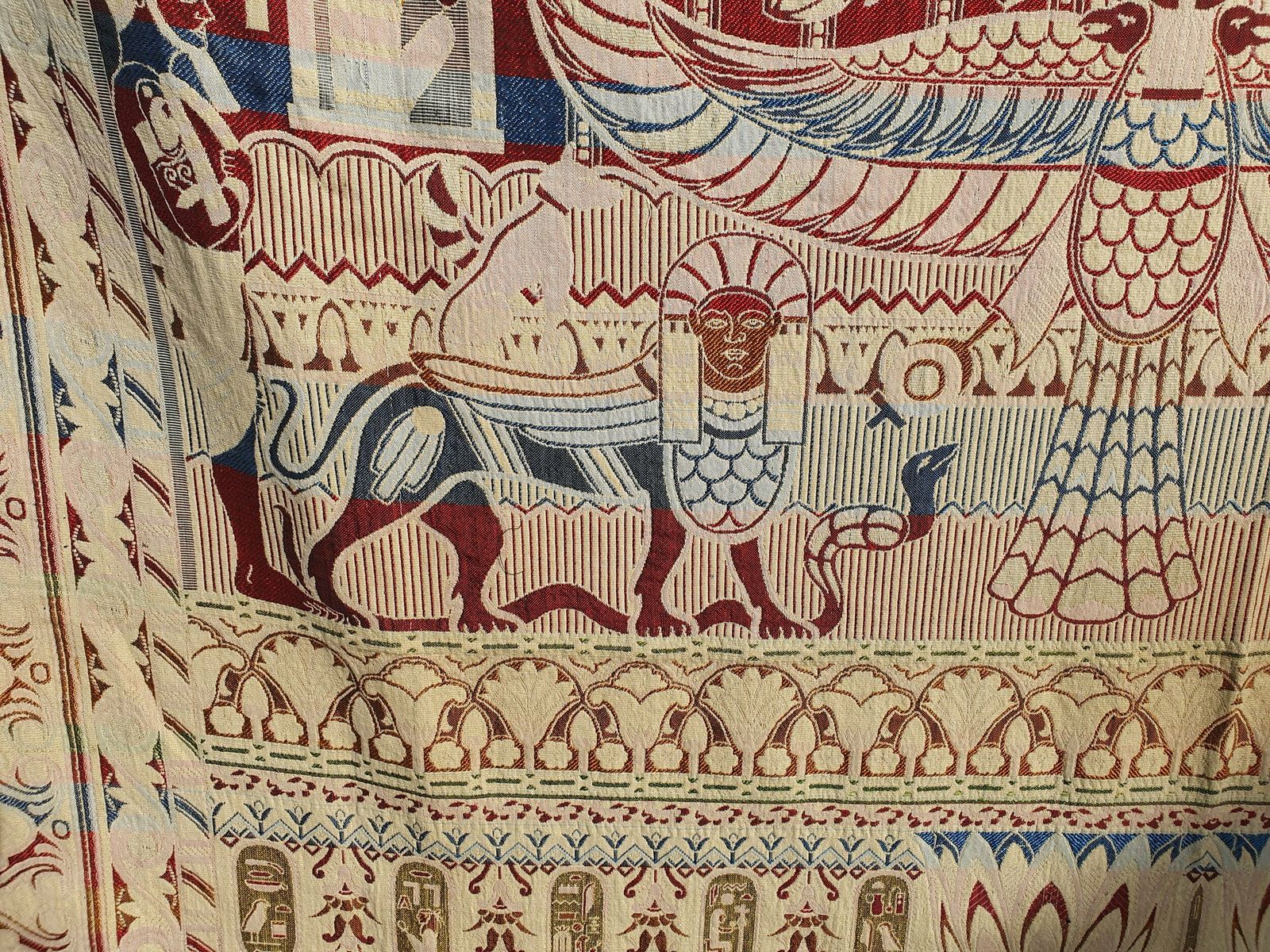 Textiles Egyptian Revival Art Deco French Jacquard Shawl photo
