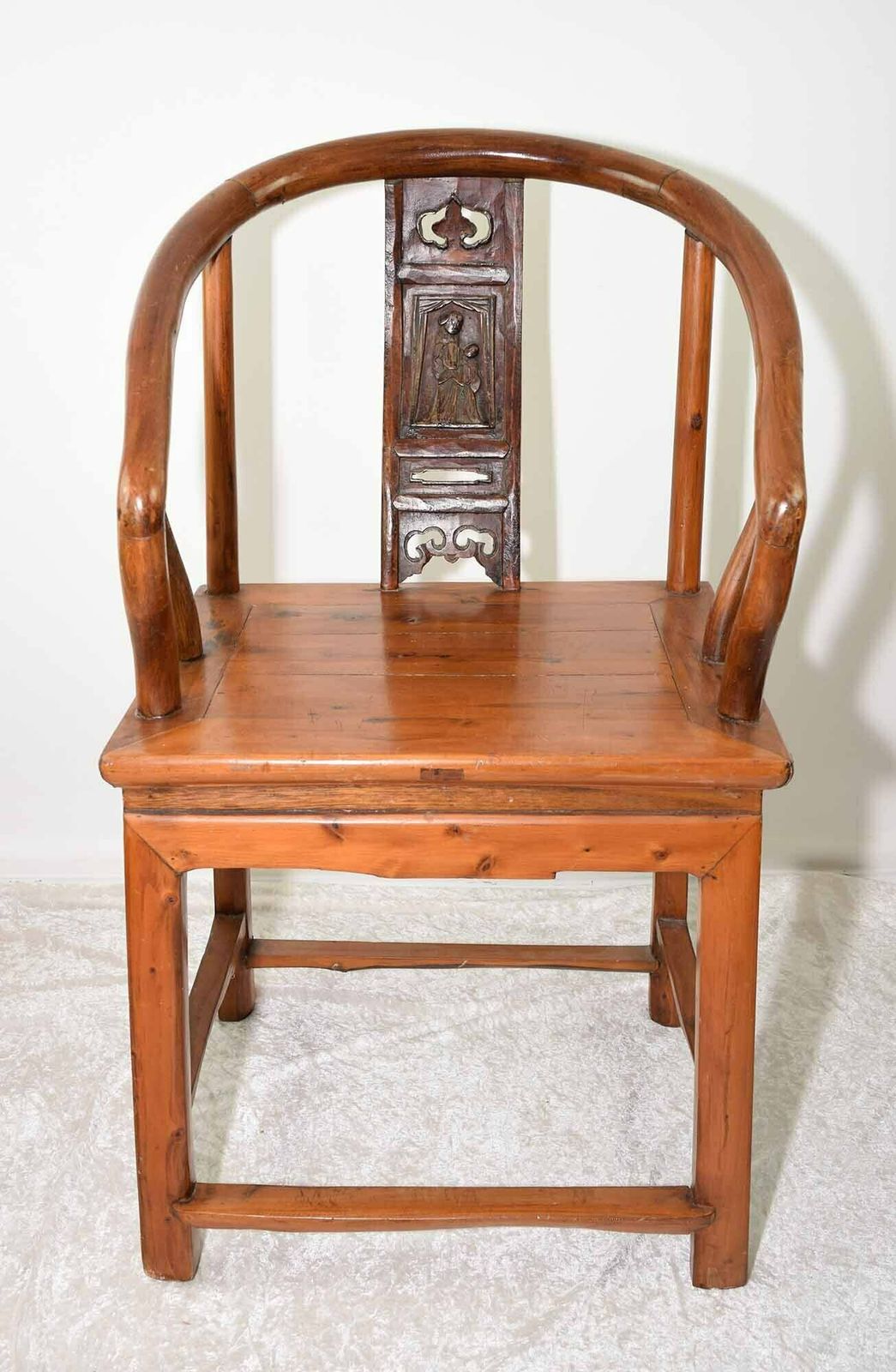 19th Century Chinese Pine And Hardwood Horseshoe Chair