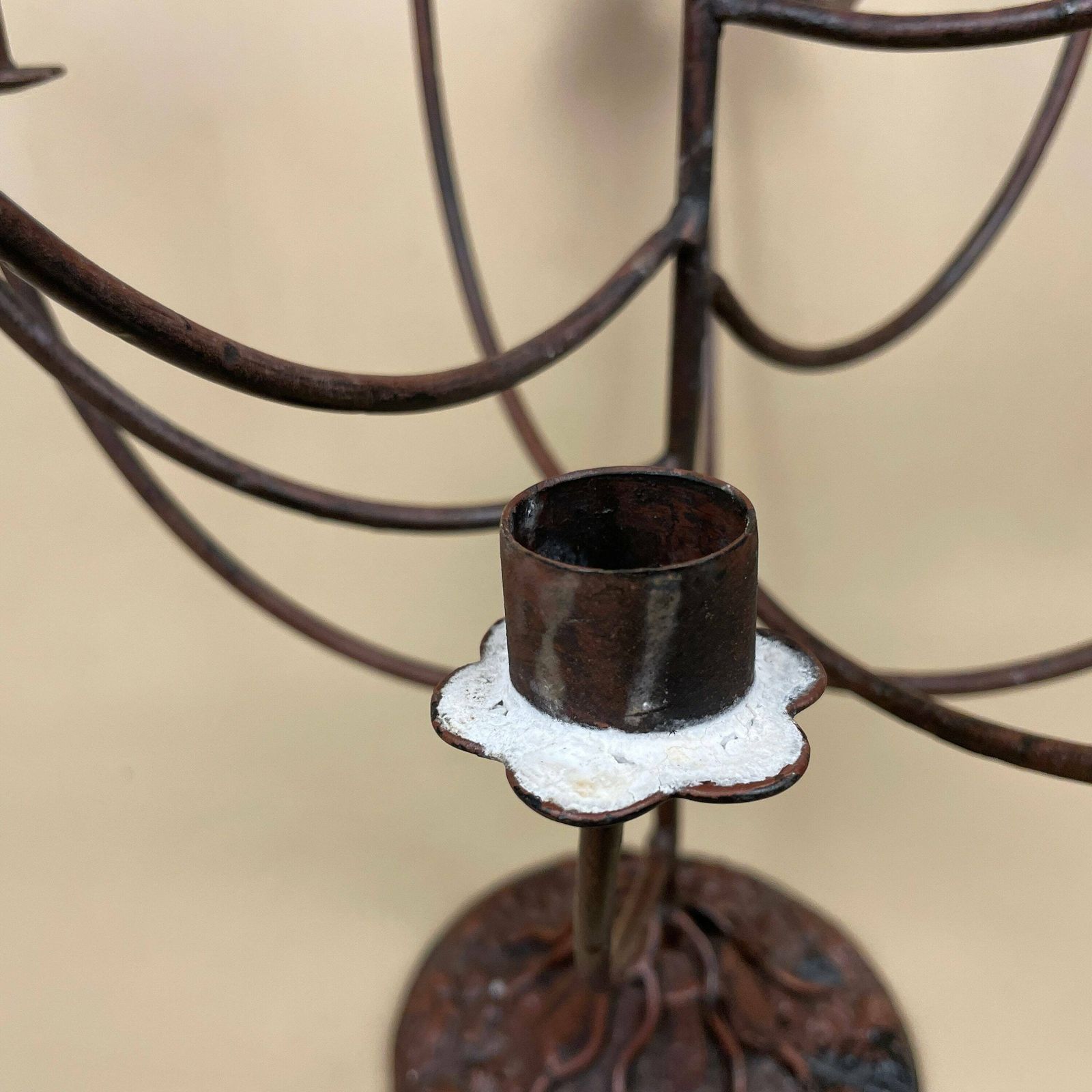 Antique Vintage Candelabra Metal Candlestick Candle Stick Handmade Taper Dinner Candlesticks Pattern 10 Arms Table Top Farmhouse Rustic Tree photo buy