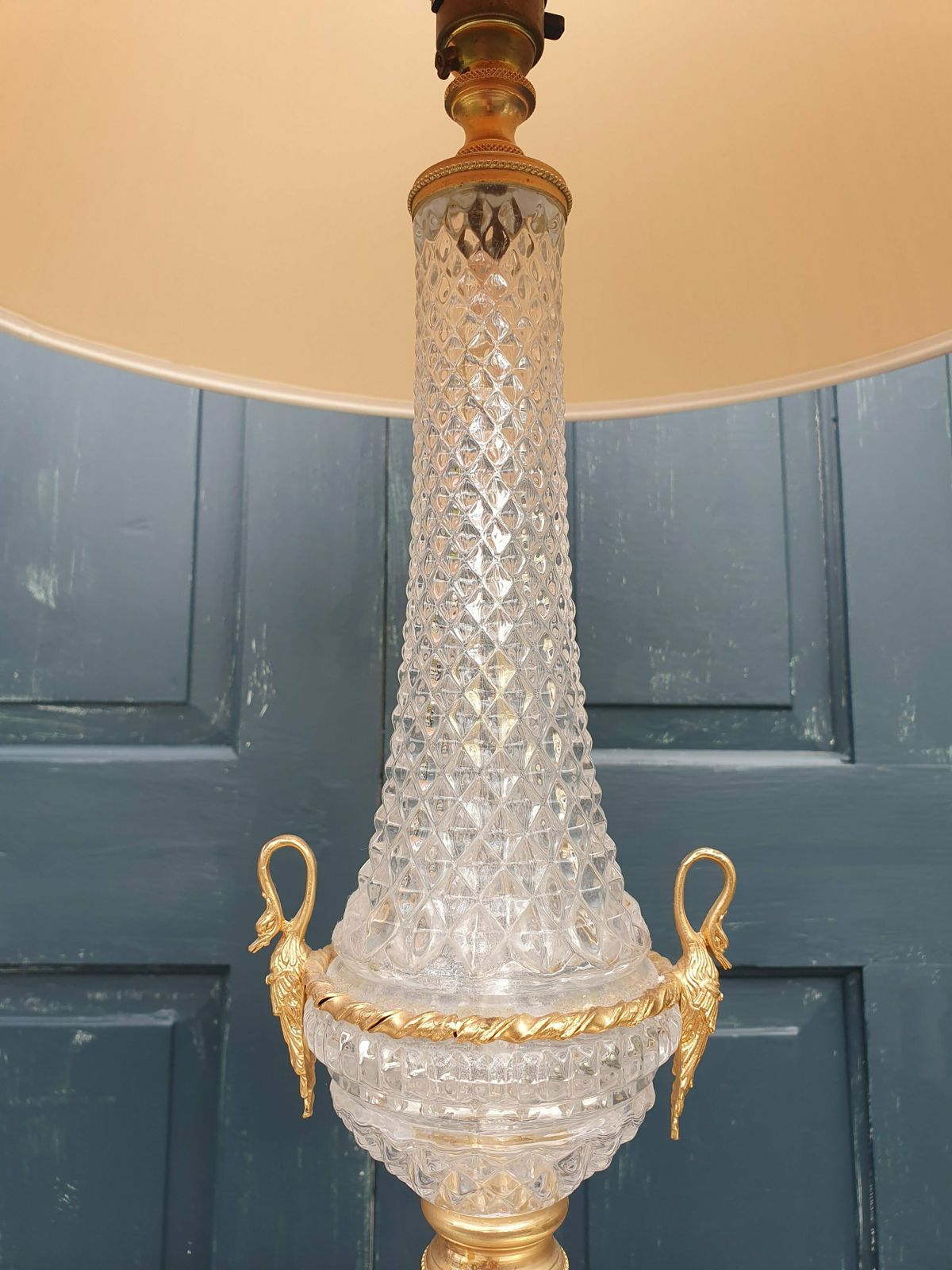 Pair Of Glass And Gilt Metal Table Lamps photo for sale